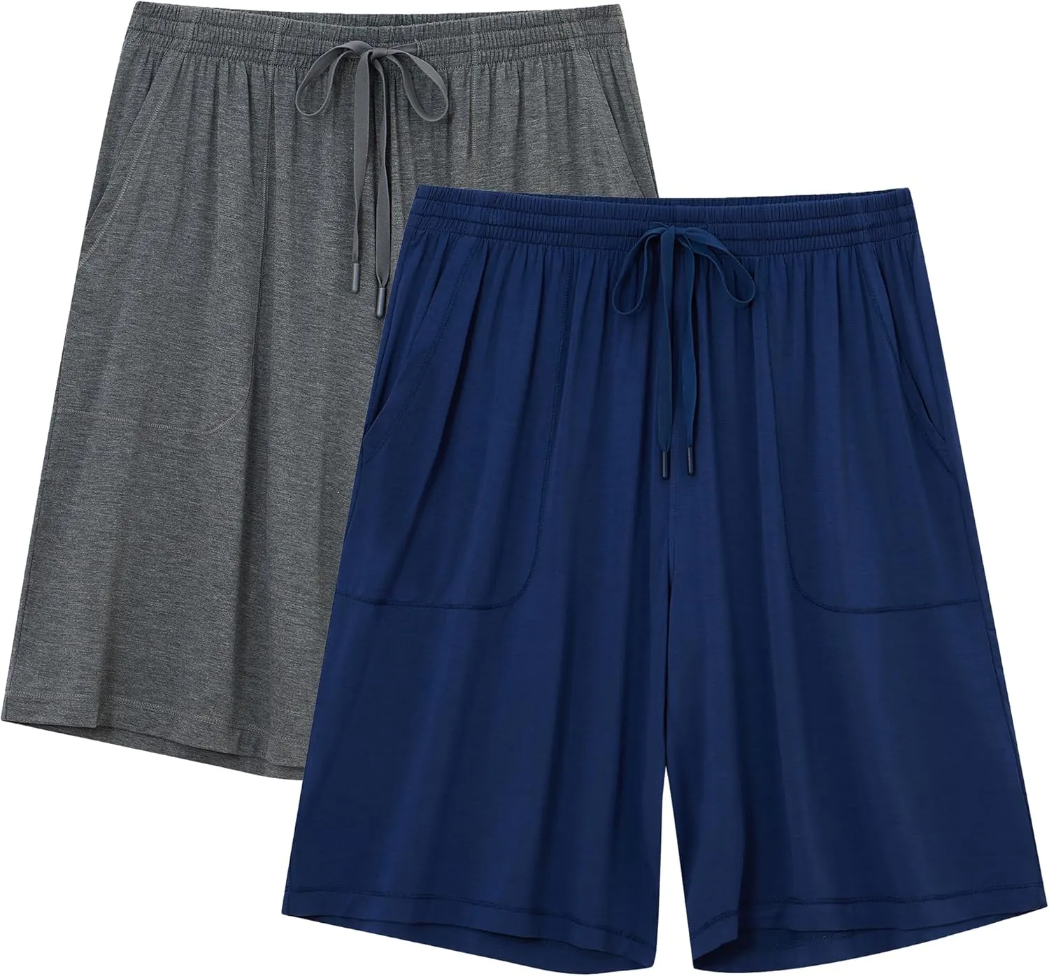 EA'S SECRET Mens Pajama Shorts Bamboo Drawstring Men's Sleep Shorts Soft Lounge Pajama Bottoms with Pockets 2 Pack