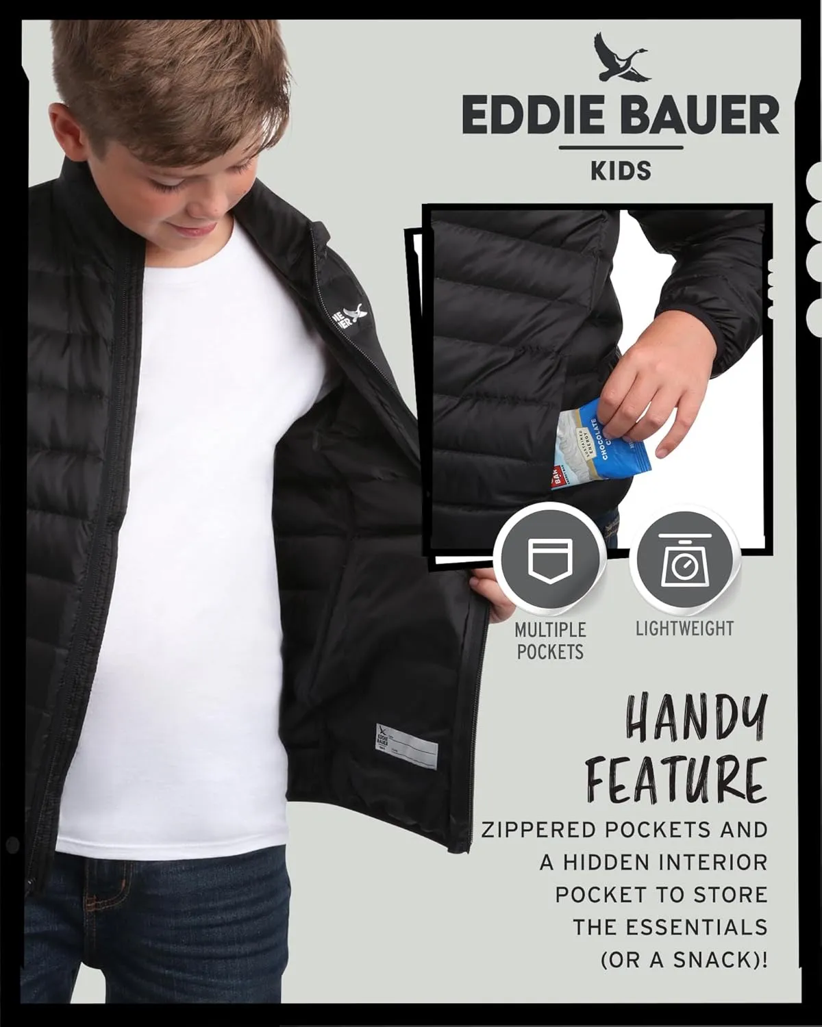 Eddie Bauer Kids' Jacket - CirrusLite Weather Resistant Down Coat for Boys and Girls- Insulated Quilted Bubble Puffer (5-20)