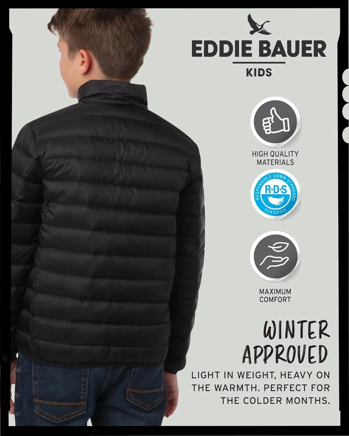 Eddie Bauer Kids' Jacket - CirrusLite Weather Resistant Down Coat for Boys and Girls- Insulated Quilted Bubble Puffer (5-20)