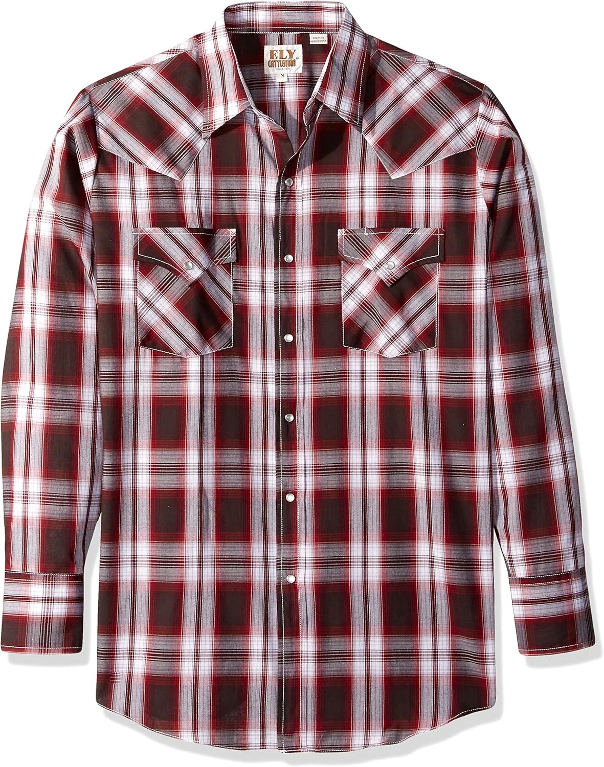 ELY CATTLEMAN Men's Long Sleeve Plaid Western Shirt