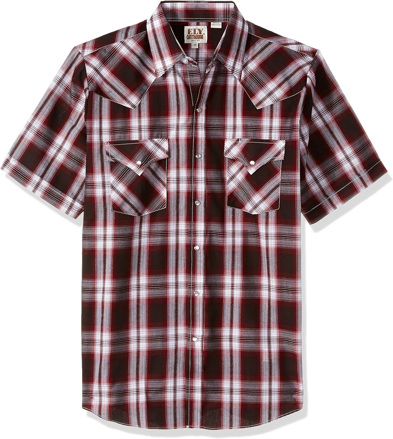 ELY CATTLEMAN Men's Short Sleeve Plaid Western Shirt