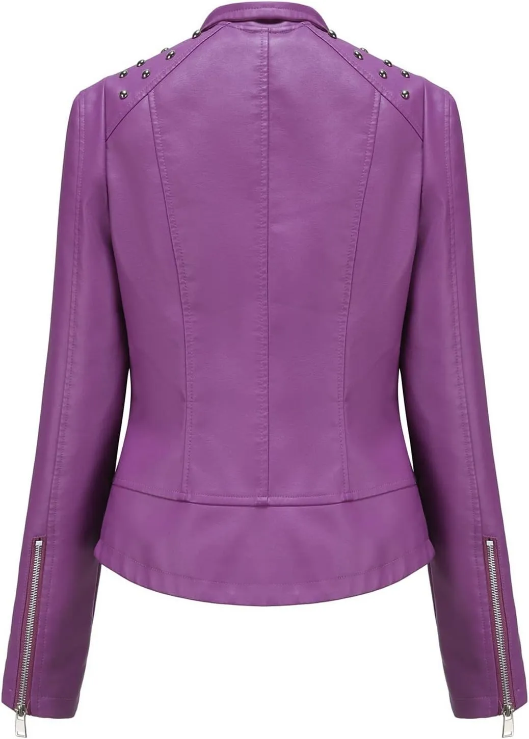 Fashion Slim Fit Leather Jacket Women, Classic Casual Moto Biker Outwear, Shacket Jacket Women (Regular & Petite)(Violet,X-Small)
