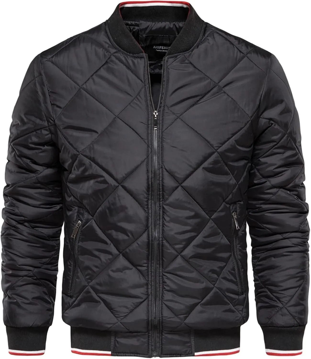 Febecool Winter Men's Stand Collar Cotton Jacket Solid Casual Cotton Jacket Zipper Cotton Jacket Men