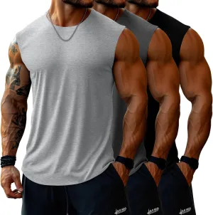 Ficerd 3 Pack Men's Big and Tall Tank Tops Workout Gym Muscle Plus Size T Shirts Sleeveless Fitness Athletic Oversized Tee