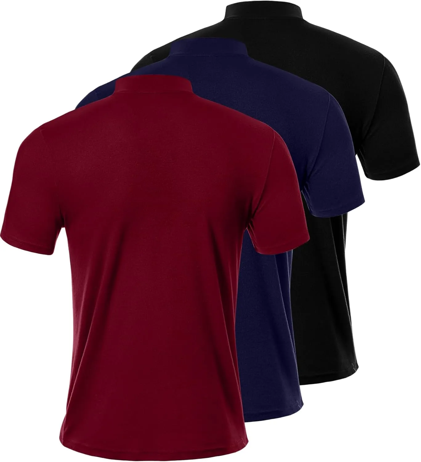 Ficerd 3 Pack Men's Mock Neck T Shirts, Cotton Short Sleeve Turtleneck Tee Shirts Slim Fit Basic Casual Solid Undershirt Tops