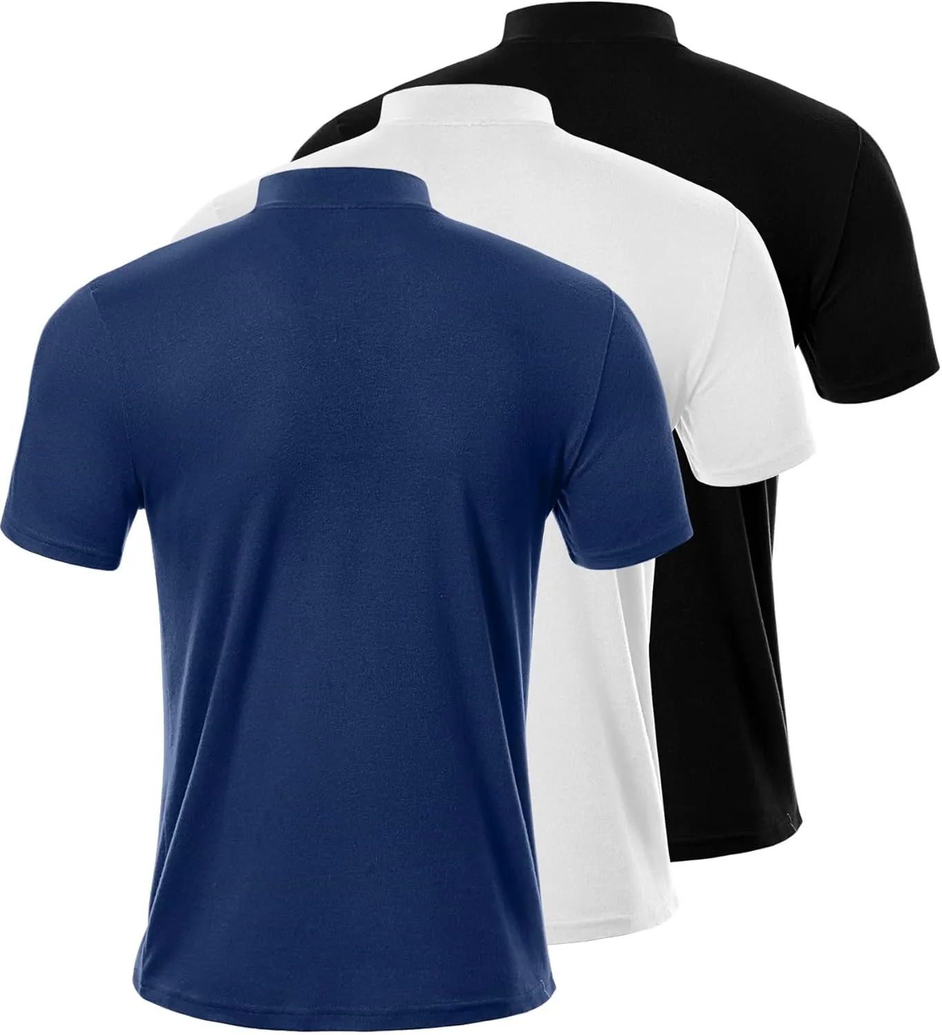 Ficerd 3 Pack Men's Mock Neck T Shirts, Cotton Short Sleeve Turtleneck Tee Shirts Slim Fit Basic Casual Solid Undershirt Tops
