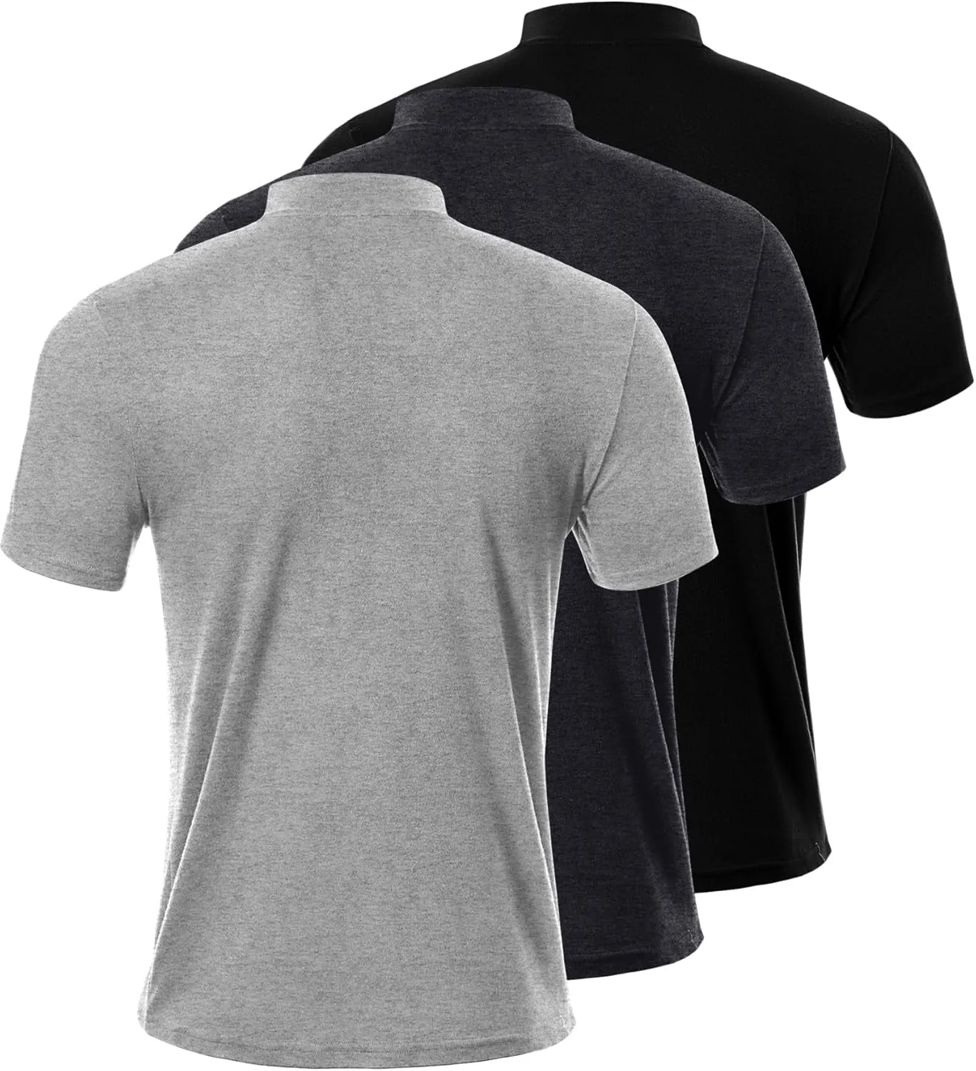 Ficerd 3 Pack Men's Mock Neck T Shirts, Cotton Short Sleeve Turtleneck Tee Shirts Slim Fit Basic Casual Solid Undershirt Tops