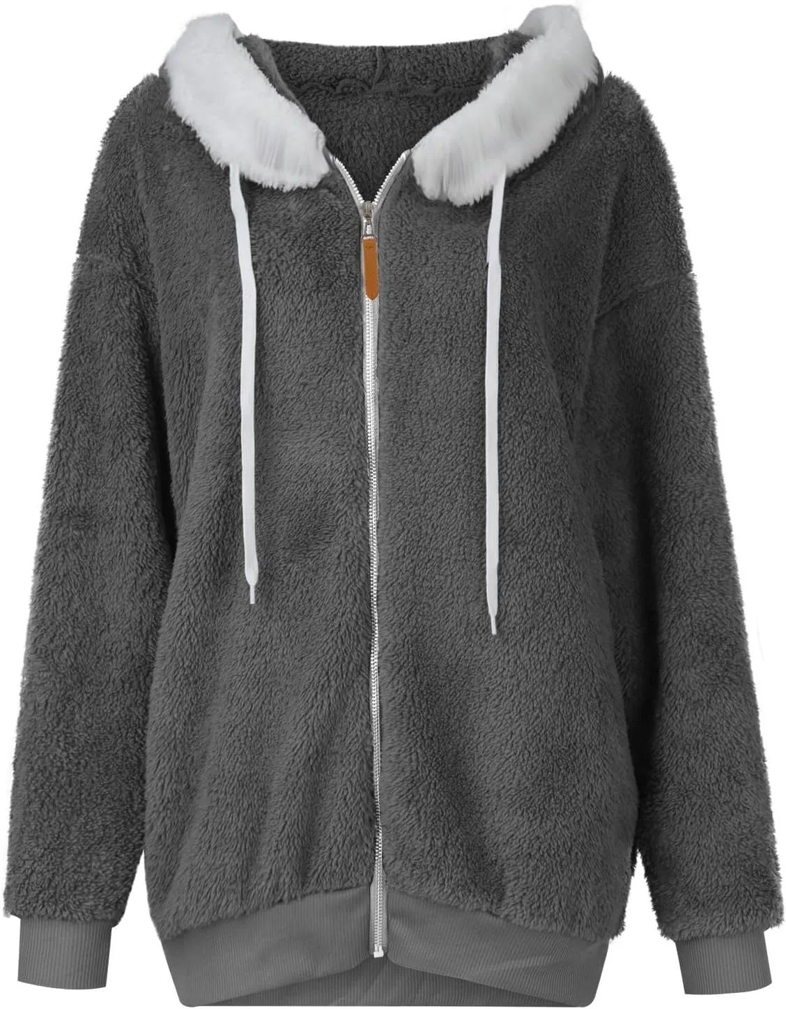 Fleece Jackets for Women 2024 Winter Sherpa Lined Full Zip Hooded Jacket Plus Size Fuzzy Coats with Pockets S-5XL