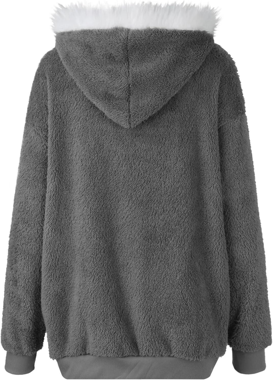 Fleece Jackets for Women 2024 Winter Sherpa Lined Full Zip Hooded Jacket Plus Size Fuzzy Coats with Pockets S-5XL