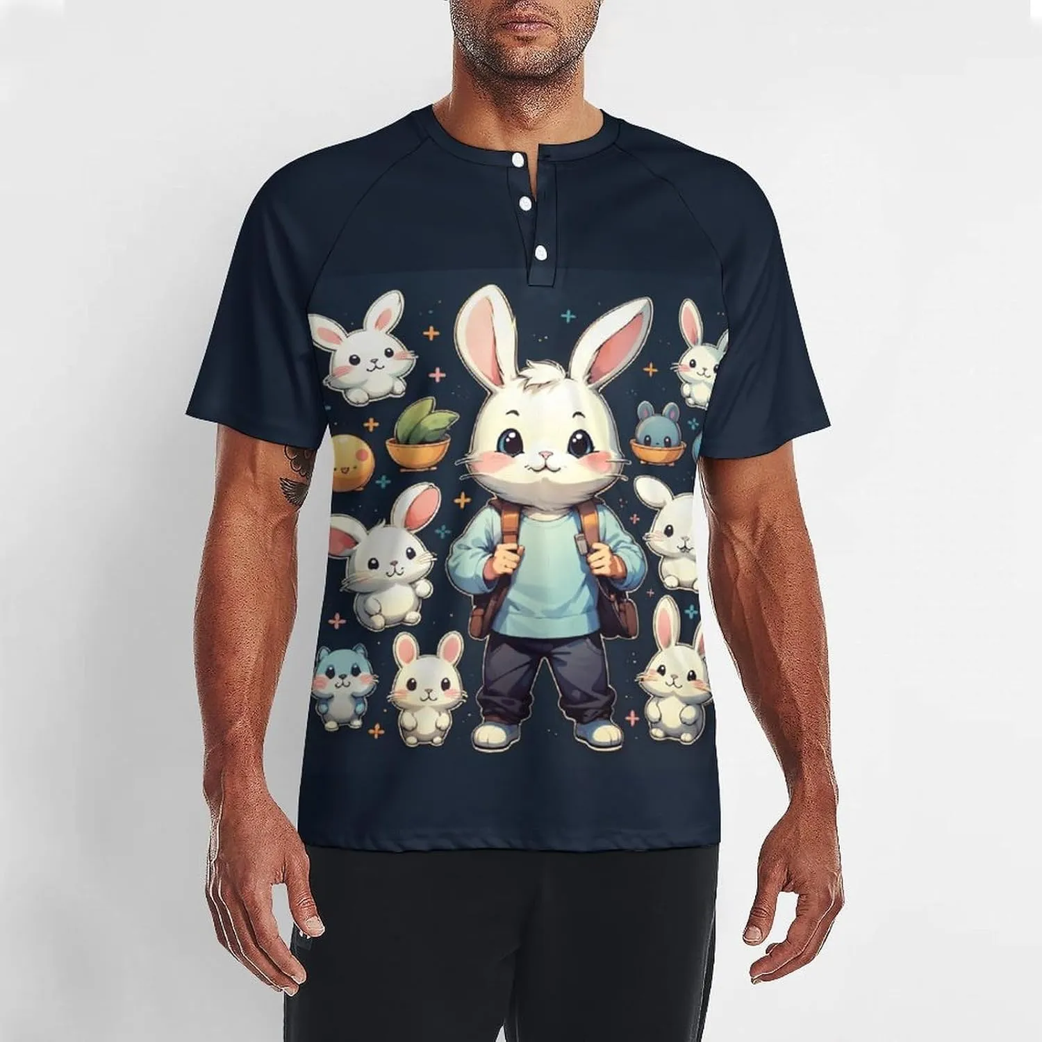 for Men Short Sleeve Shirts Bird Pattern V Neck Shirt Tshirt Casual Tops Pullover Quick Dry with Designs