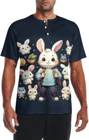 for Men Short Sleeve Shirts Bird Pattern V Neck Shirt Tshirt Casual Tops Pullover Quick Dry with Designs
