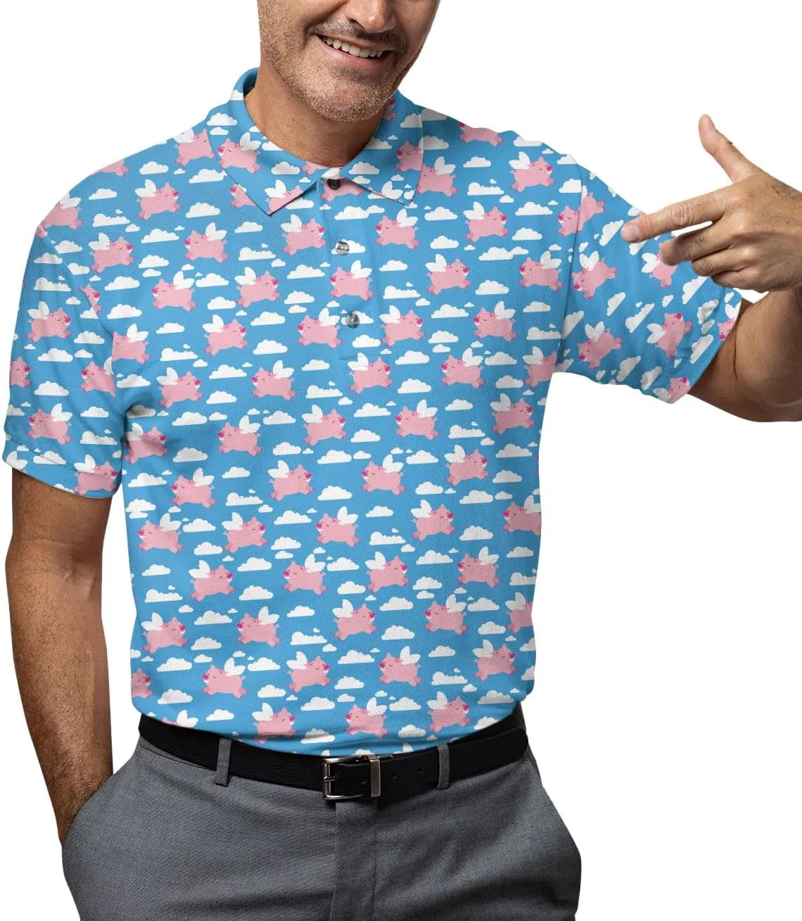 Funny Golf Shirts for Men Dry Fit, Tropical Hawaiian Golf Polo Shirt, Mens Golf Polos Golfing