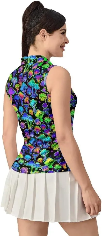 Funny Sleeveless Golf Polo for Women Sleeveless Quick Dry Polo Shirts Ladies Golf Shirts Golf Outfits for Women