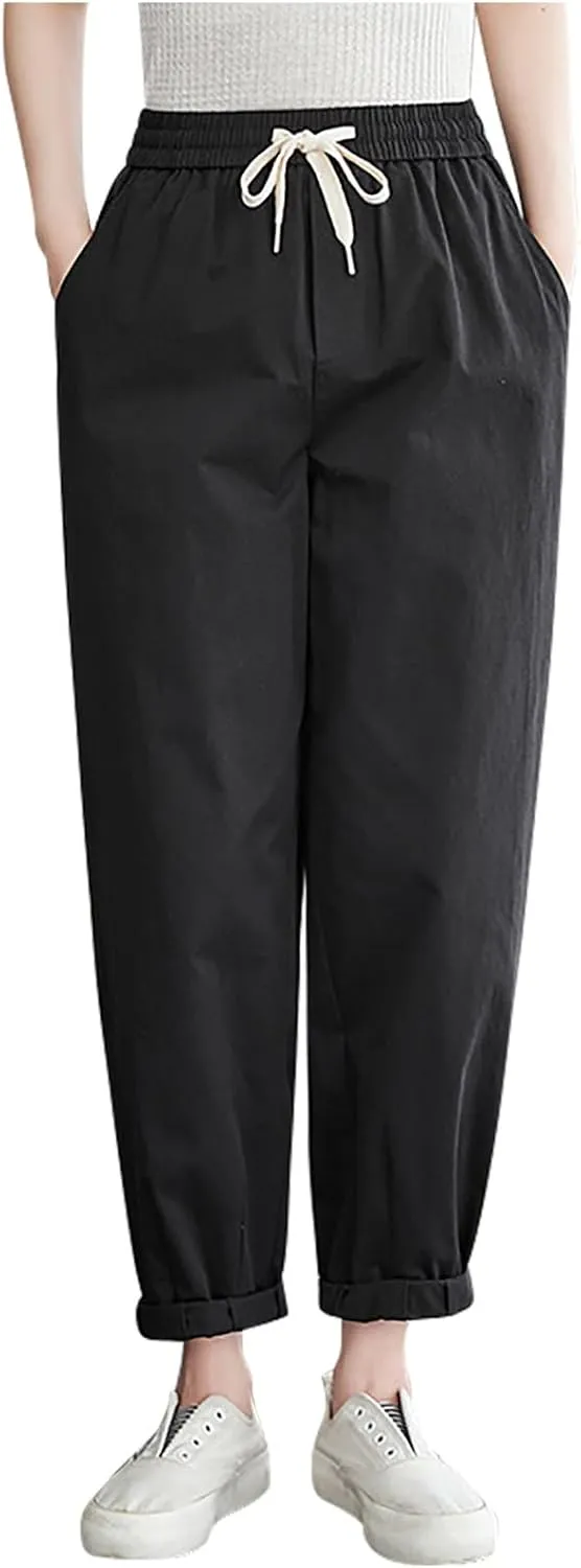 FZYLQY Cotton Linen Pants for Women Stright Leg Hight Waisted Palazzo Pants Loose Fit Summer Dressy Casual Trousers 2025