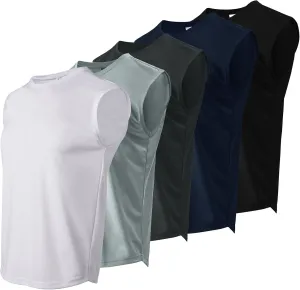 Gary Com Men's Pack Quick Dry Workout Tank Top Gym Stretch Muscle Tee Fitness Bodybuilding Sleeveless Crewneck T Shirt