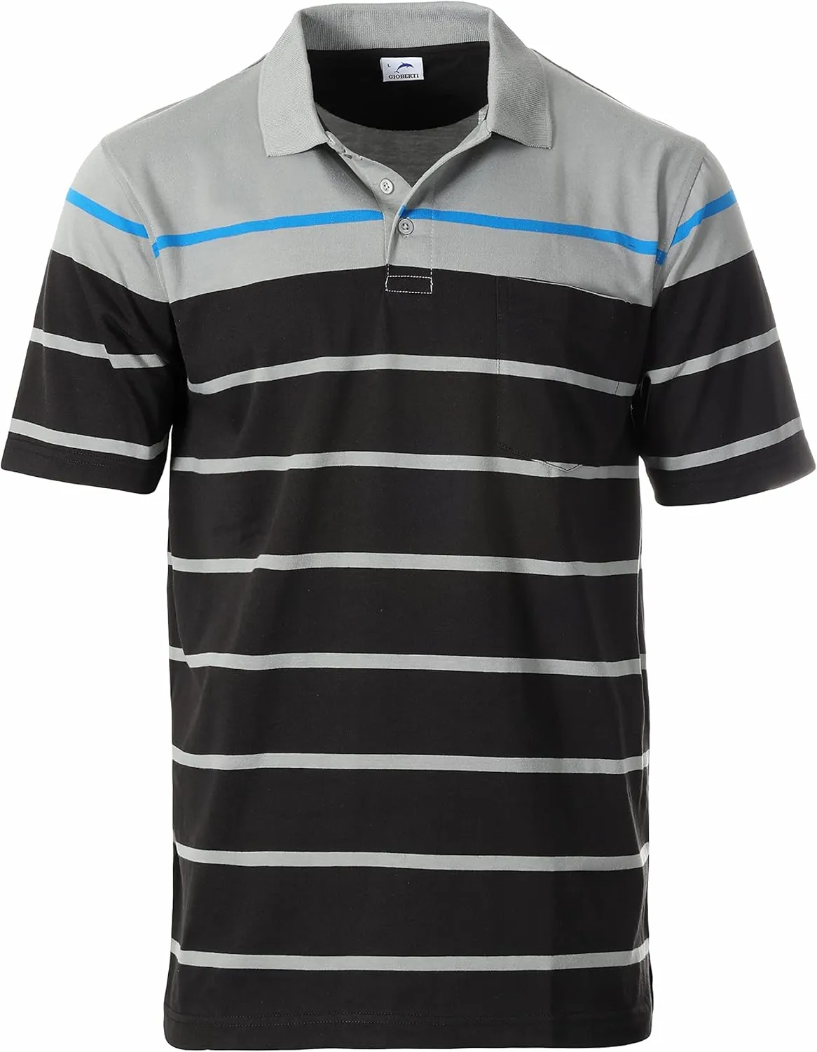 Gioberti Mens Single Stripe Polo Shirt with Pocket