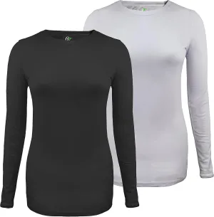 Green Town Scrubs for Women - Multi-Pack Long Sleeve Underscrub Tee, Super Soft, Stretch Fabric, Lightweight, Easy Care