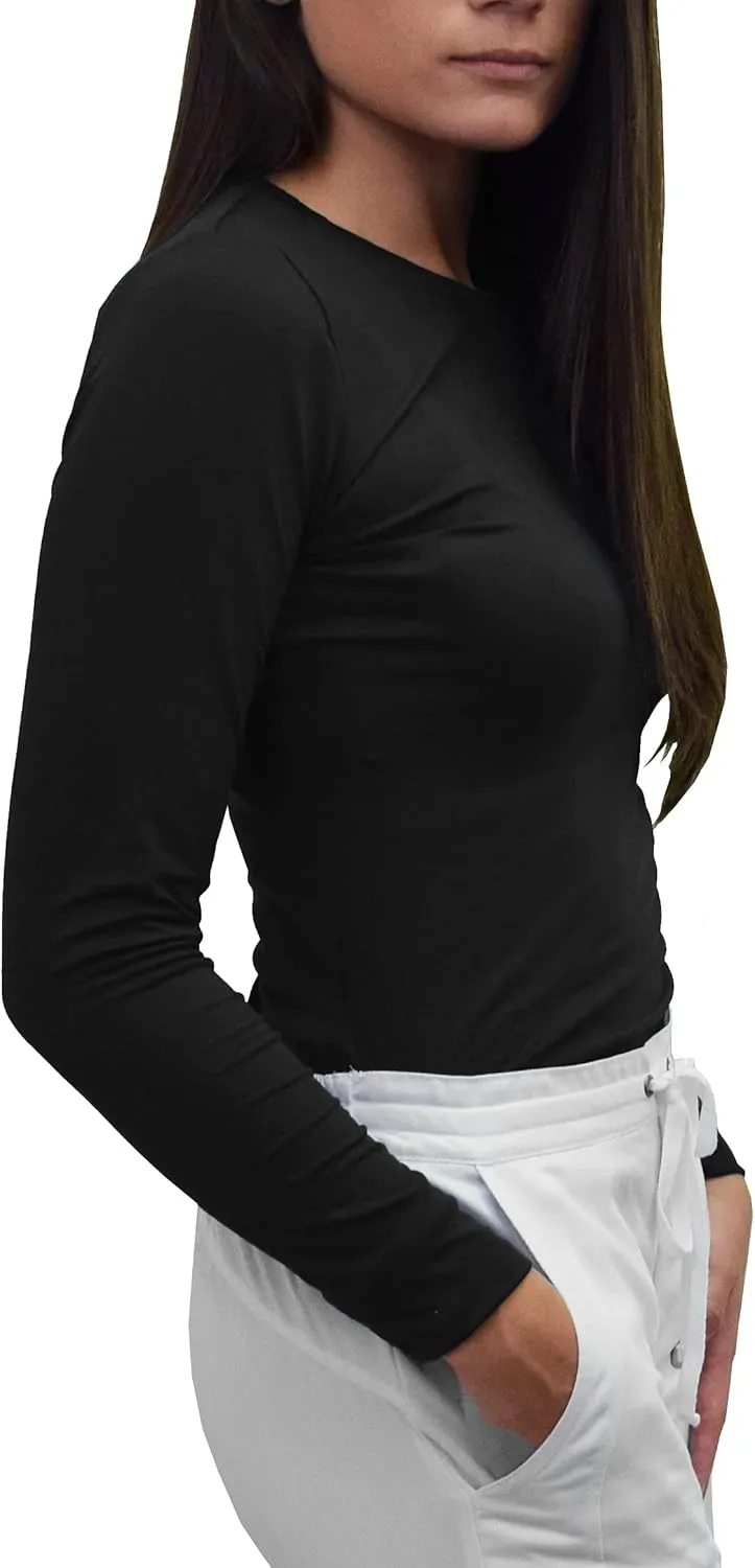 Green Town Scrubs for Women - Multi-Pack Long Sleeve Underscrub Tee, Super Soft, Stretch Fabric, Lightweight, Easy Care
