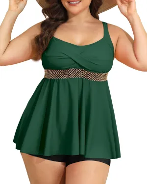 HEYTALALA Womens Plus Size Tankini Swimsuits 2 Piece Tummy Control Bathing Suit Flowy Swim Tank Tops with Boyshorts 2025