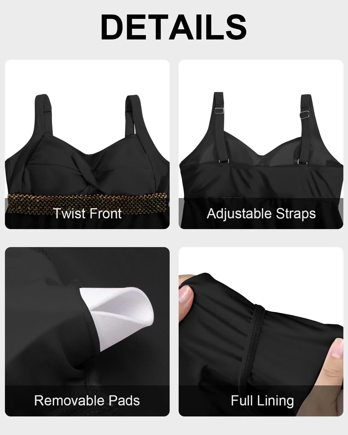 HEYTALALA Womens Plus Size Tankini Swimsuits 2 Piece Tummy Control Bathing Suit Flowy Swim Tank Tops with Boyshorts 2025