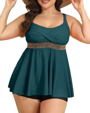 HEYTALALA Womens Plus Size Tankini Swimsuits 2 Piece Tummy Control Bathing Suit Flowy Swim Tank Tops with Boyshorts 2025