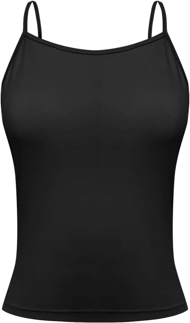 HGps8w Camisole for Women 2025 Summer Basic Cami Tank Tops Casual Solid Slim Fit Sleeveless Crop T-Shirts
