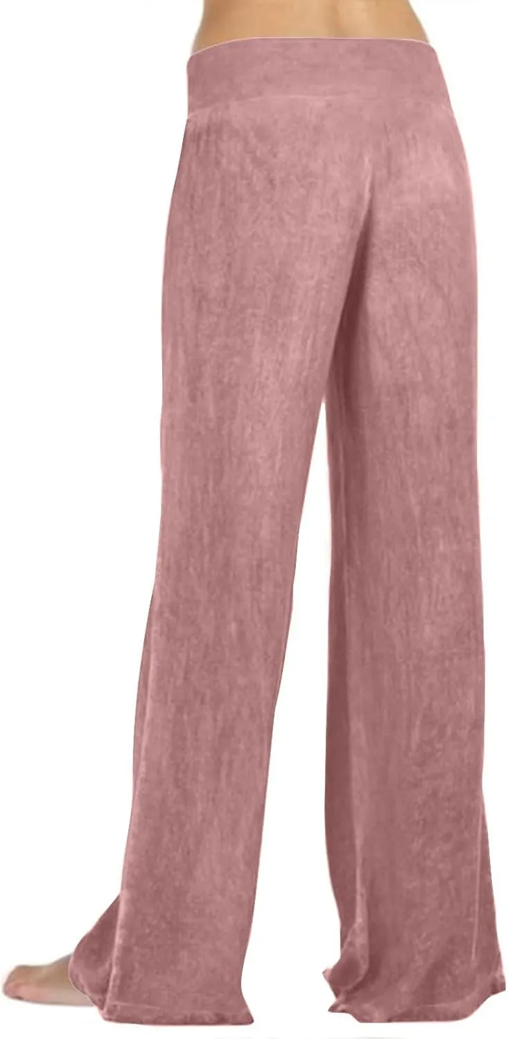 High Waist Wide Leg Straight Pants for Women Solid Color Loose Fit Sports Pants Casual Elastic Waist Trousers