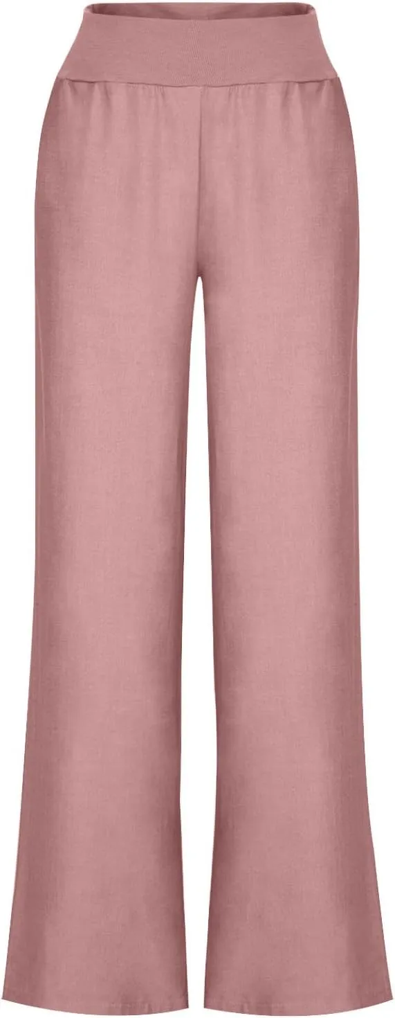 High Waist Wide Leg Straight Pants for Women Solid Color Loose Fit Sports Pants Casual Elastic Waist Trousers