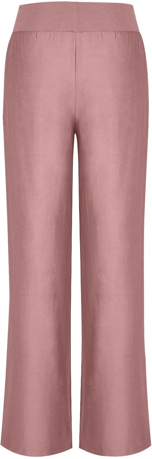 High Waist Wide Leg Straight Pants for Women Solid Color Loose Fit Sports Pants Casual Elastic Waist Trousers