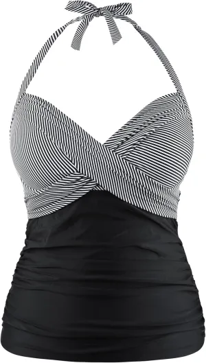 Hilor Women's Underwire Tankini Top Halter V Neck Swimsuits Front Twist Tummy Control Bathing Suit Tops Only