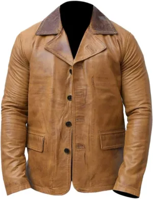 HLH Arthur Morgan's RDR2 Men Brown Blazer Styled Tan Brown Faux Leather Jacket Coat For Men