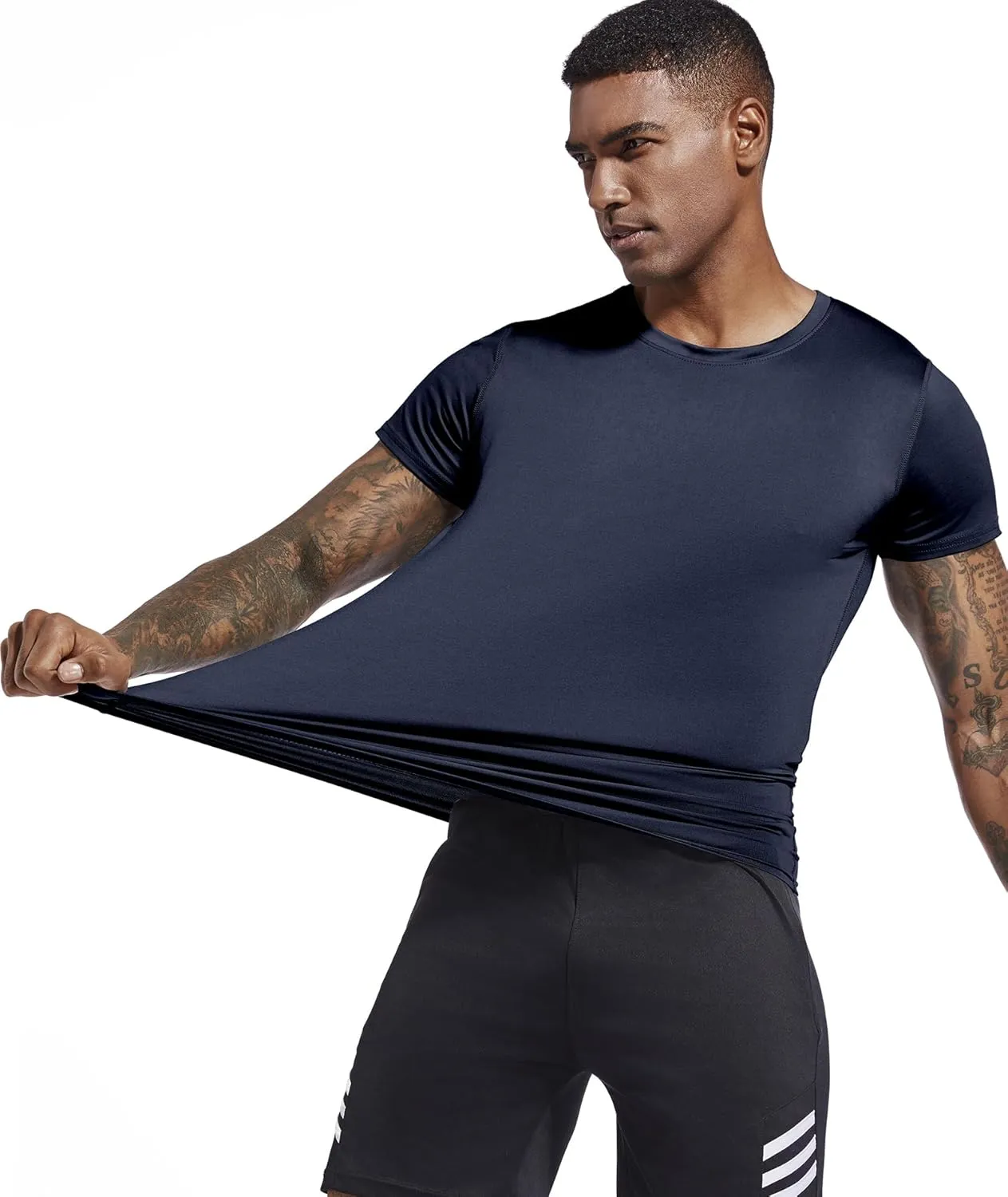 Holure Men's Compression/Loose Fit Tee Short Sleeve Sports Baselayer T-Shirts Cool Dry Tops (Pack of 1 or 3)