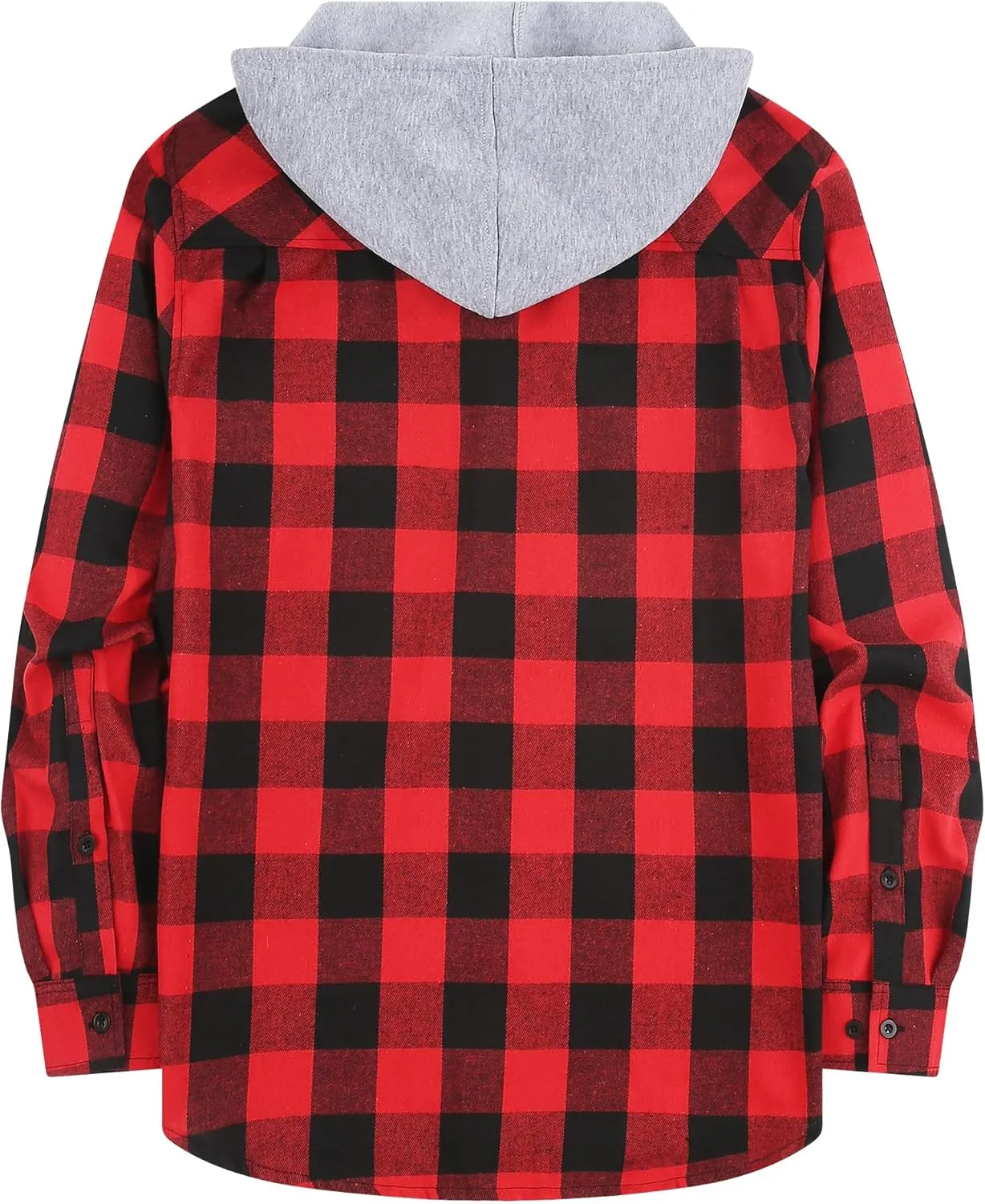 Hooded Flannel Shirt for Men, Lightweight Flannel Jacket Long Sleeve Plaid Causal Button Down Shirts with Pocket