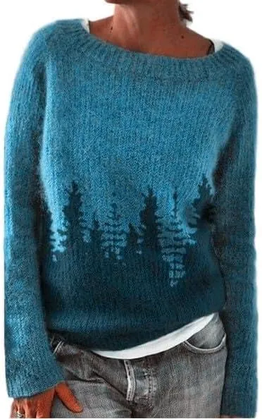 Ivyshape | Crew Neck Long Sleeve Knit Sweater Top