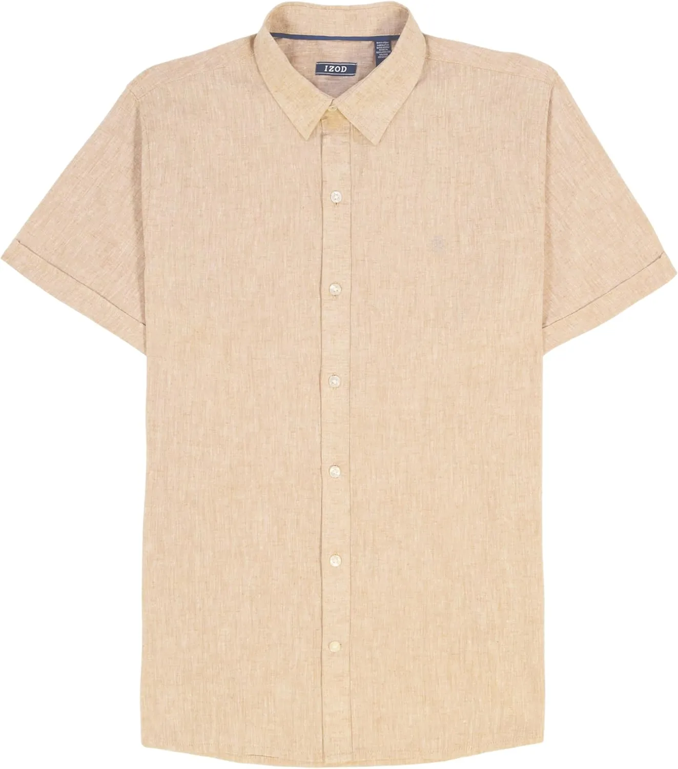 IZOD Men's Linen Button Down Short Sleeve Shirt