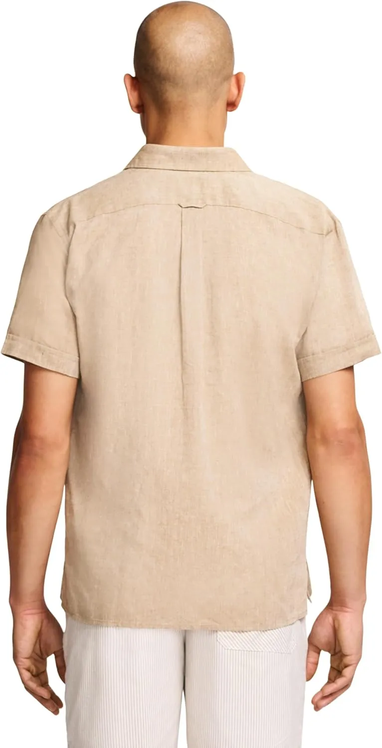 IZOD Men's Linen Button Down Short Sleeve Shirt