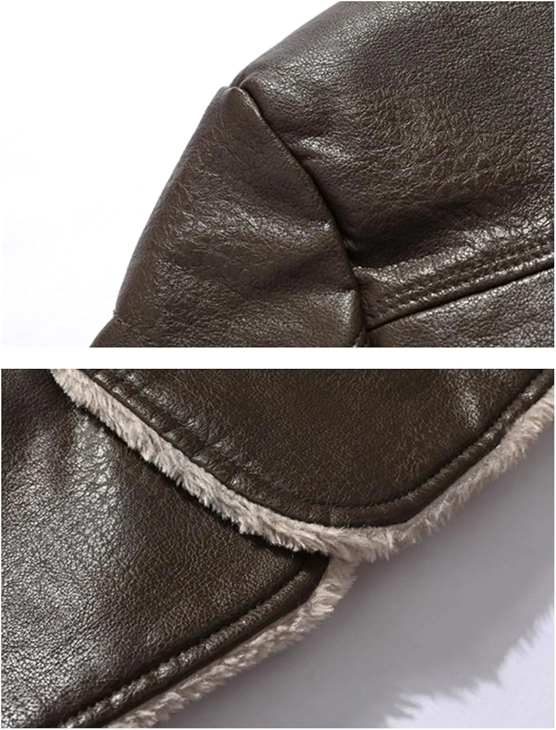 JEsilunmaMY Mens Fur Suit Collar Trench Coat Fashion Business 3 Button Leather Jacket Fall Winter Fleece Sherpa Windbreaker