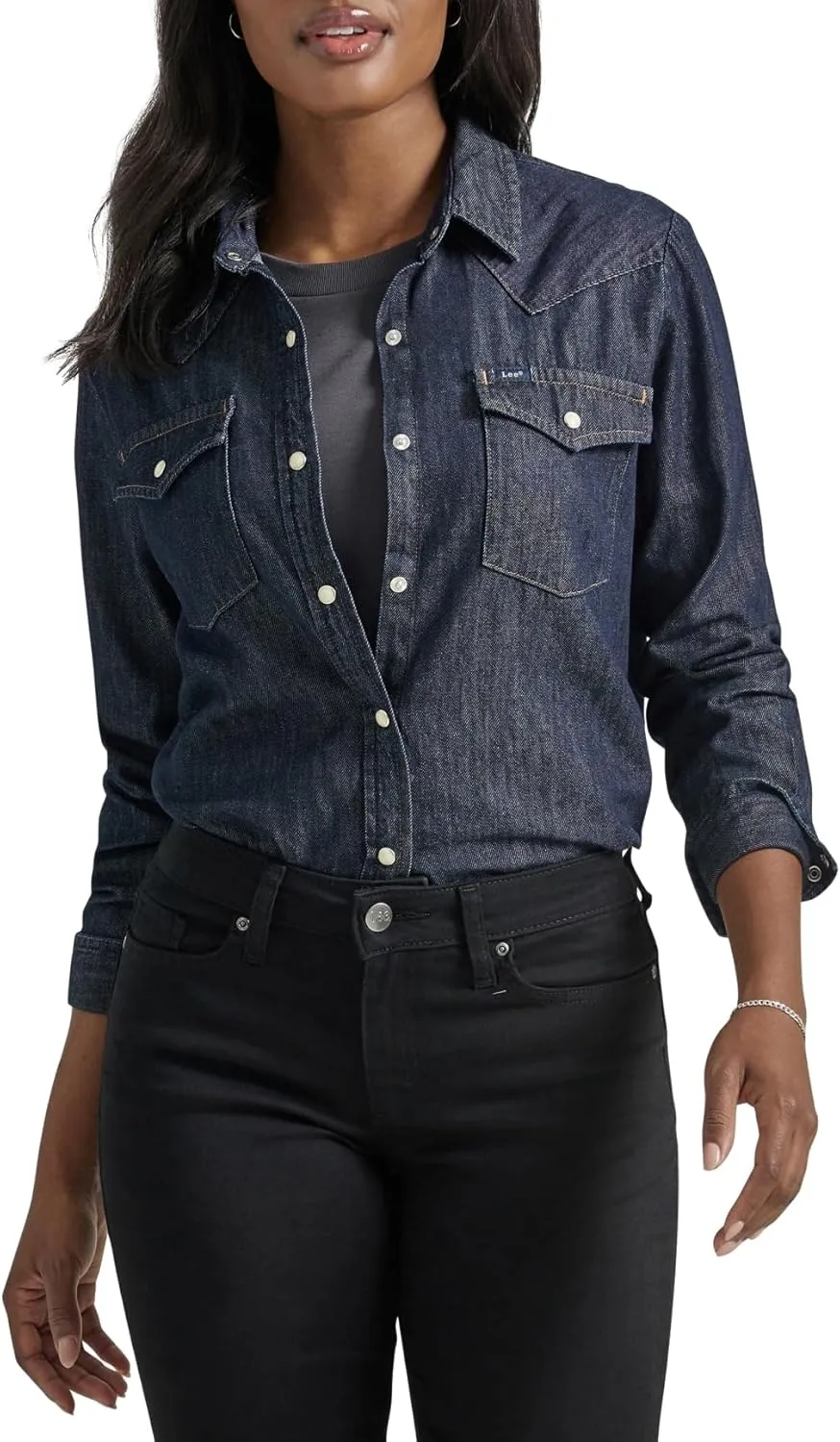 Lee Women's Legendary Slim Fit Western Snap Shirt