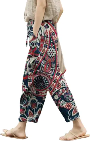 Linen Pant for Women 2025 Summer High Waist Elastic Straight Leg Lounge Pant Loose Casual Lightweight Beach Trousers
