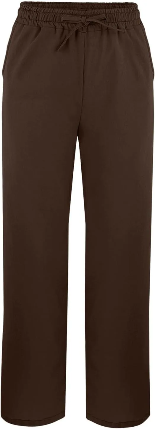Linen Pants for Women 2025 Summer High Waist Elastic Straight Leg Lounge Pant Loose Lightweight Beach Trousers