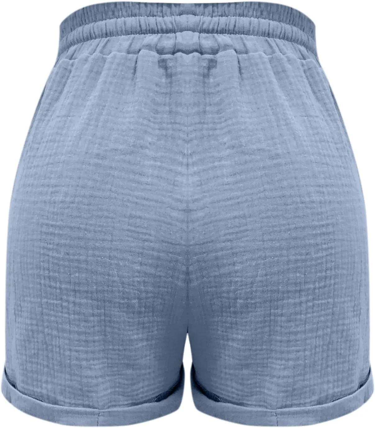 Linen Shorts for Women Plus Size Summer Beach Vacation Resort Wear Casual Drawstring Elastic High Waist Shortts with Pockets