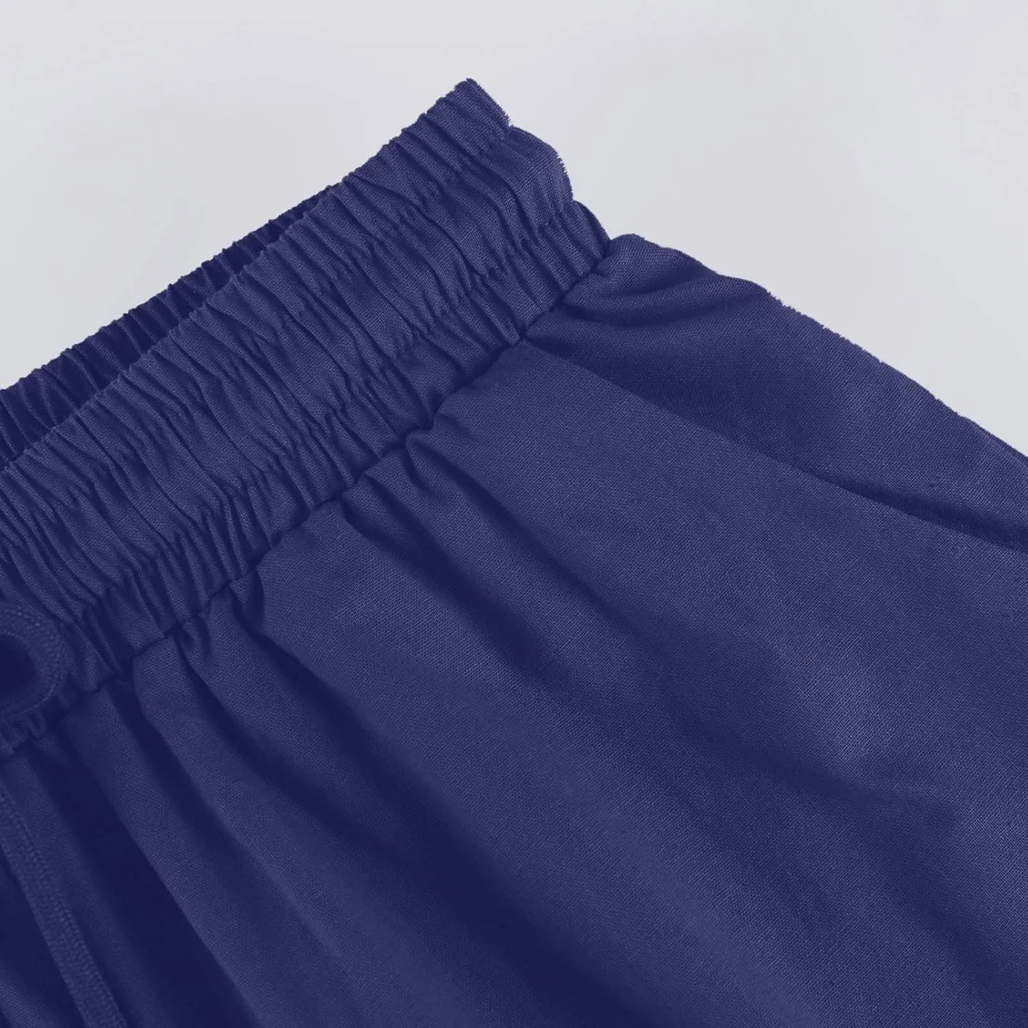 Linen Trousers for Women Solid Color Casual Side Lace Summer Drawstring Pants with Pocket for Beach Vacations