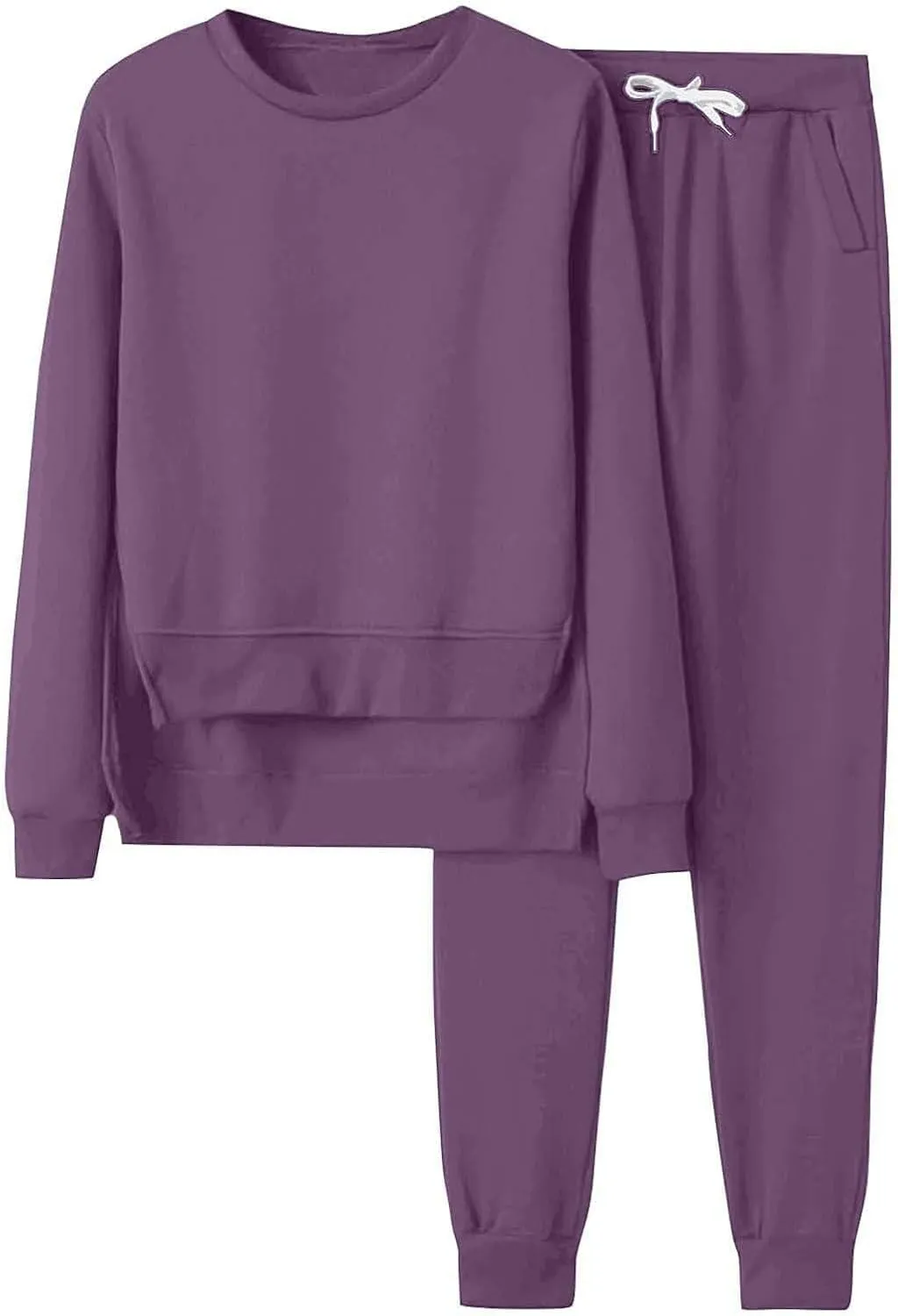 Lounge Sets for Women 2024 Long Sleeve V Neck Elastic Waist Sweatsuit Sweatshirt Wide Leg