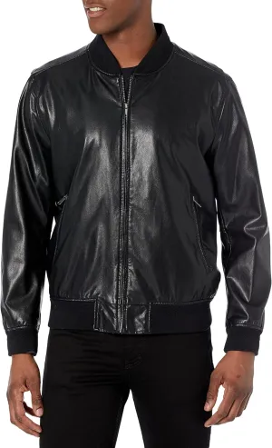 Lucky Brand Men's Faux Leather Bomber Jacket