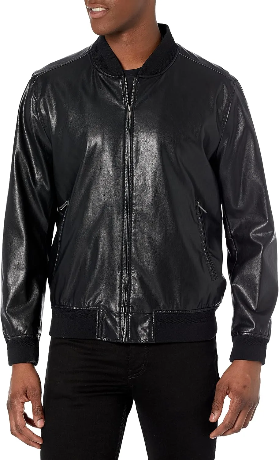 Lucky Brand Men's Faux Leather Bomber Jacket