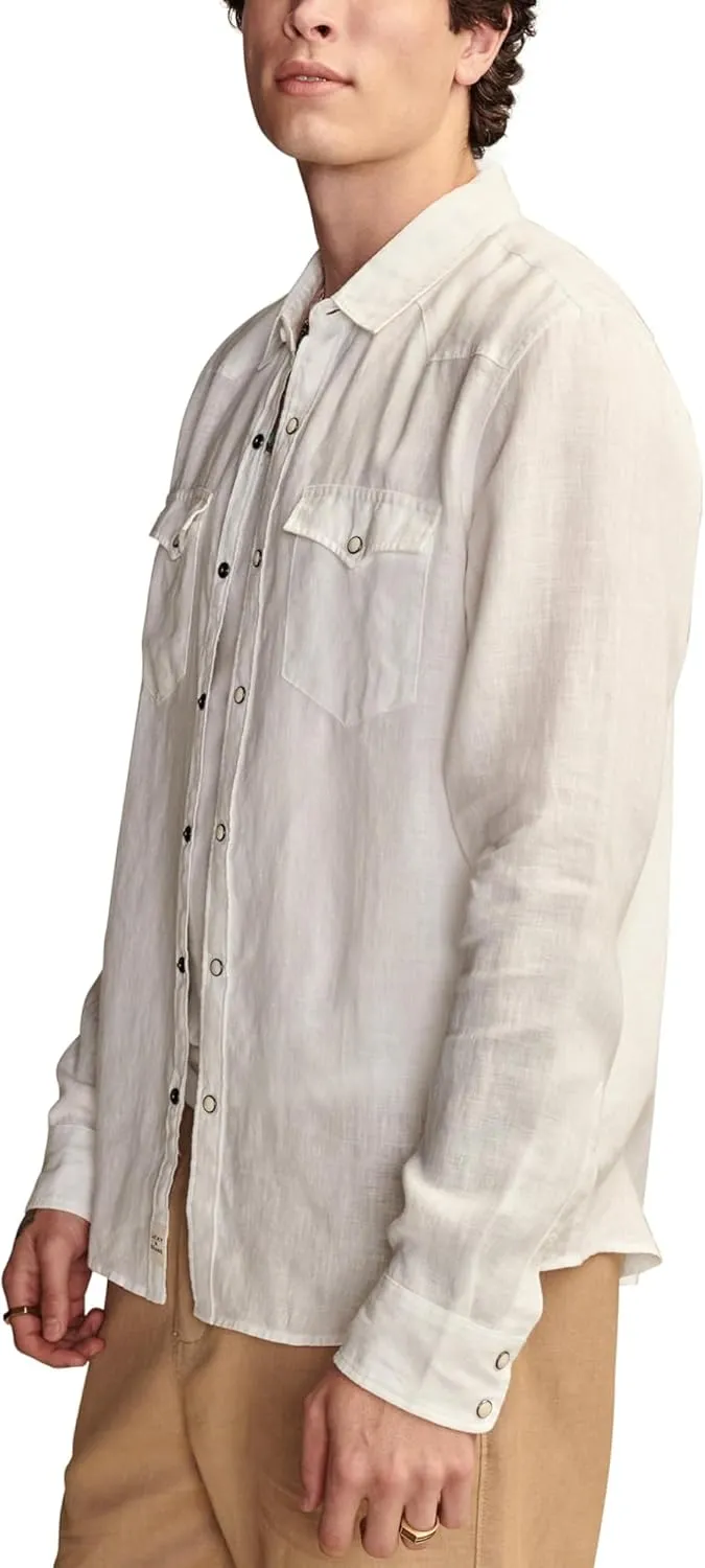 Lucky Brand Men's Linen Western Long Sleeve Shirt