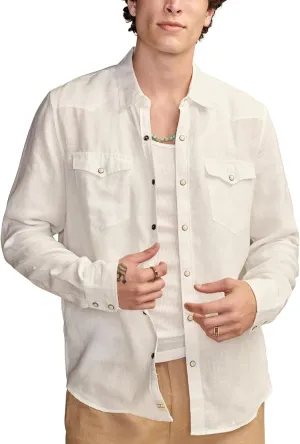 Lucky Brand Men's Linen Western Long Sleeve Shirt