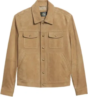 Luis Suede Lambskin Leather Jacket for Men Spread Collar Chest Flap Slant Pockets Button Front Closure for Western Party Wear