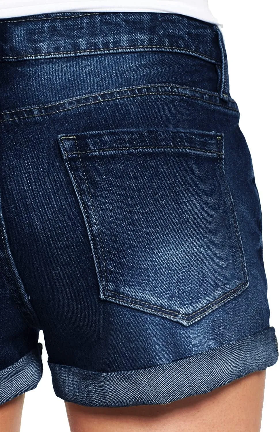 luvamia Women's Ripped Denim Jean Shorts High Waisted Stretchy Folded Hem Short Jeans