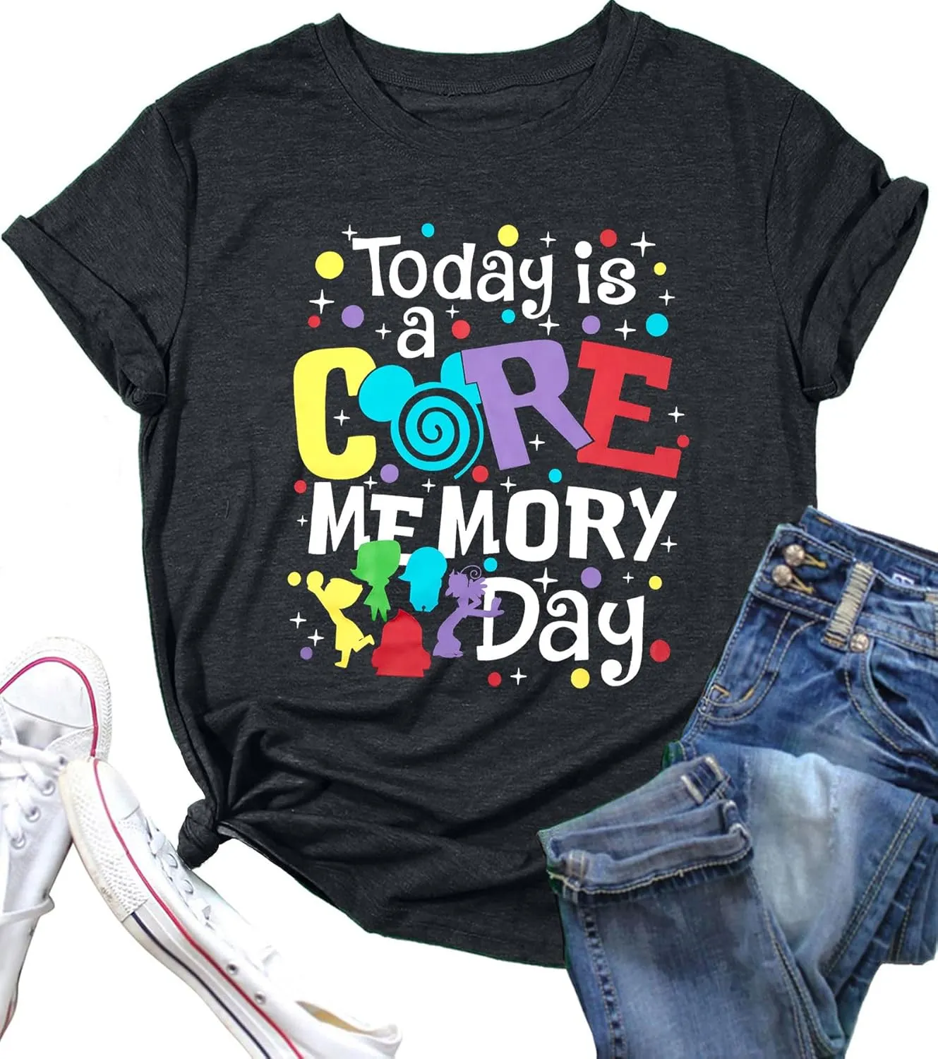 Magical Shirt for Women Funny Today is A Core Memory Day Letter Print T Shirts Cute Family Vacation Graphic Tee Tops